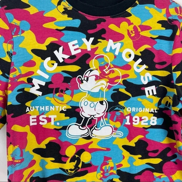 Disney Parks Mickey Mouse Graphic Crewneck Short Sleeve Ringer Tee Size Small - Picture 4 of 7